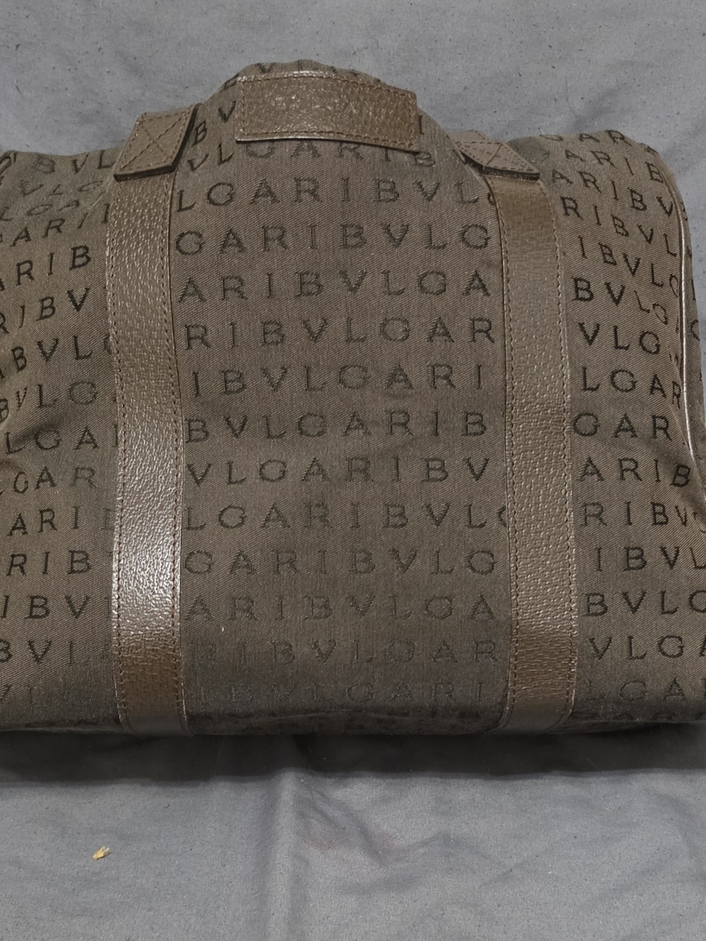 Bulgari Unisex Brown Signature Canvas Duffle Bag